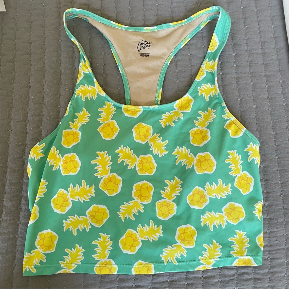 Kortni Jeane Pineapple Tank size medium. Green and yellow.